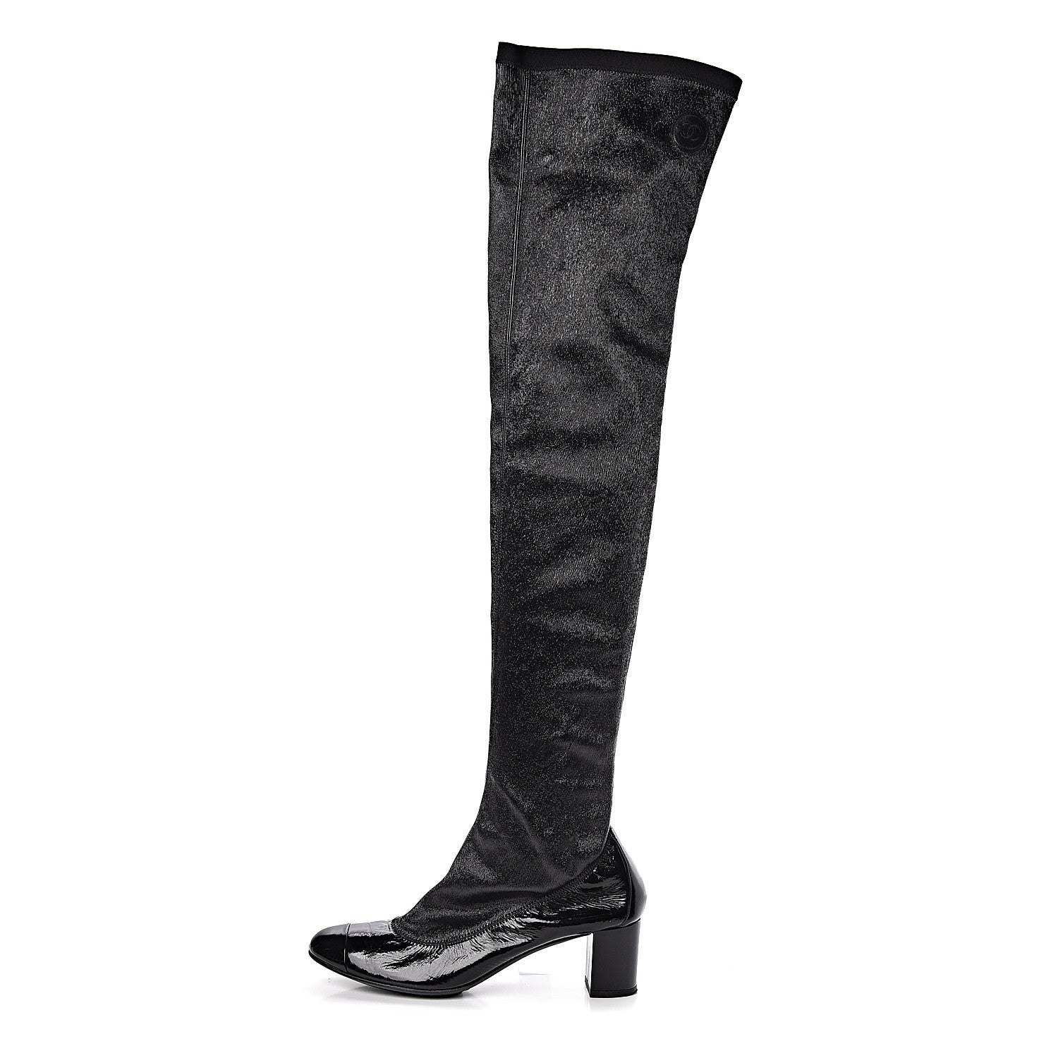 Chanel Patent Over The Knee Boots 38.5 Black 1 of 8