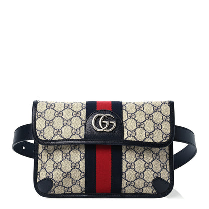 Gucci GG Supreme Monogram Web Small Ophidia Belt Bag 90 36 Beige Navy 1 of 11