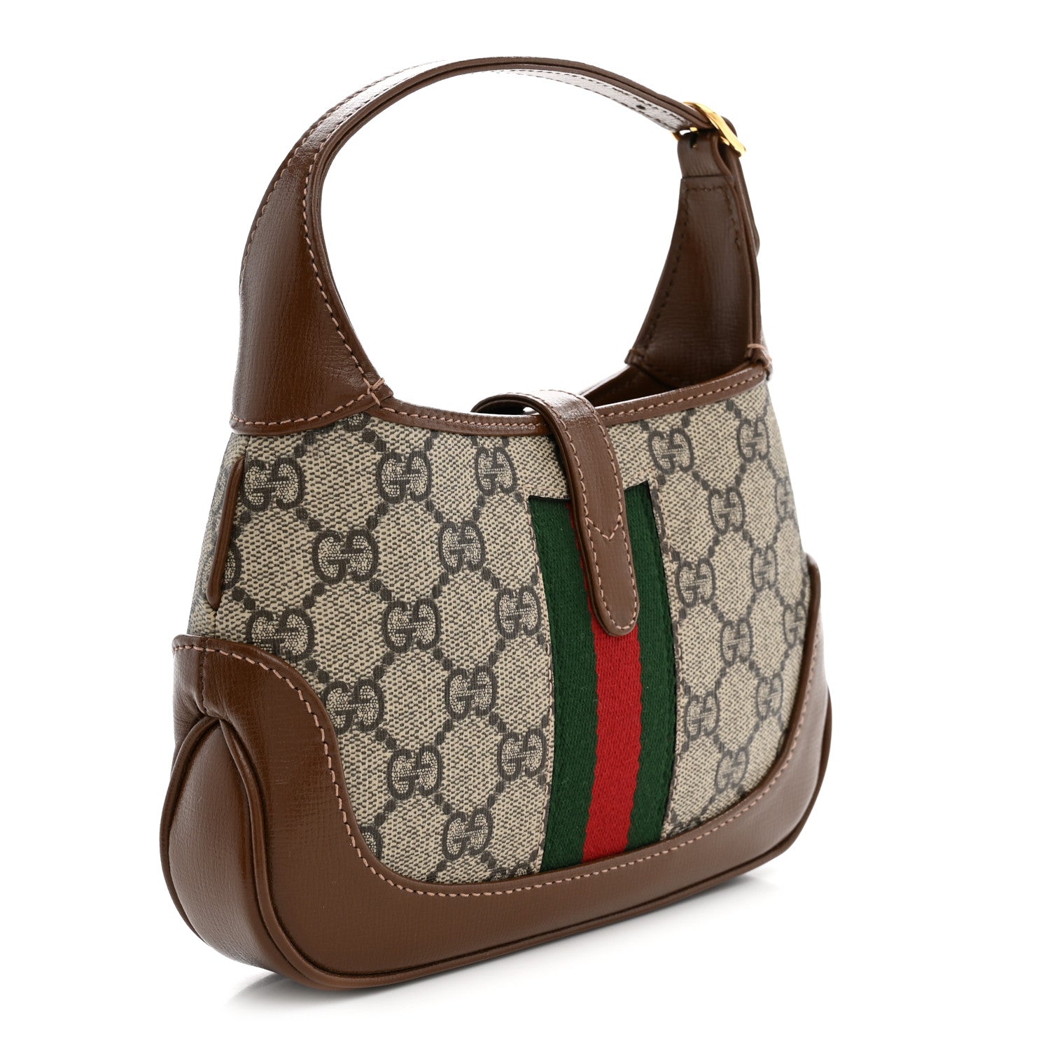 Gucci GG Supreme Monogram Azalea Calfskin Web Mini Jackie 1961 Hobo Beige Ebony Brown Sugar 3 of 10