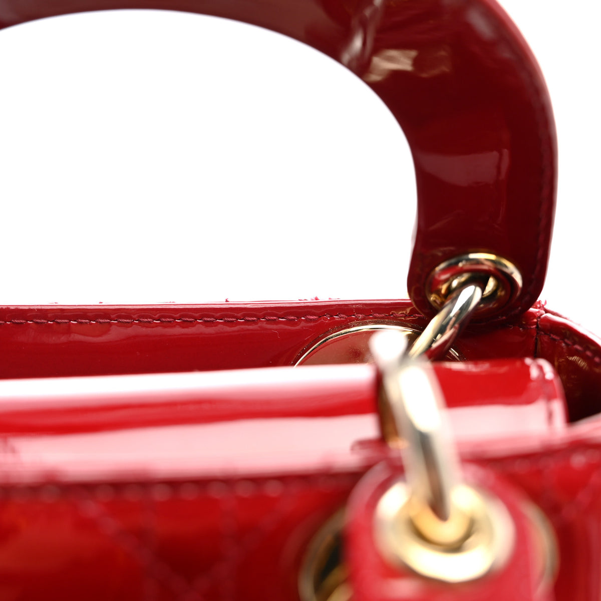 Patent Cannage Mini Lady Dior Red