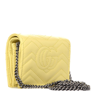 Gucci Calfskin Matelasse GG Marmont Mini Wallet On Chain Banana 3 of 10