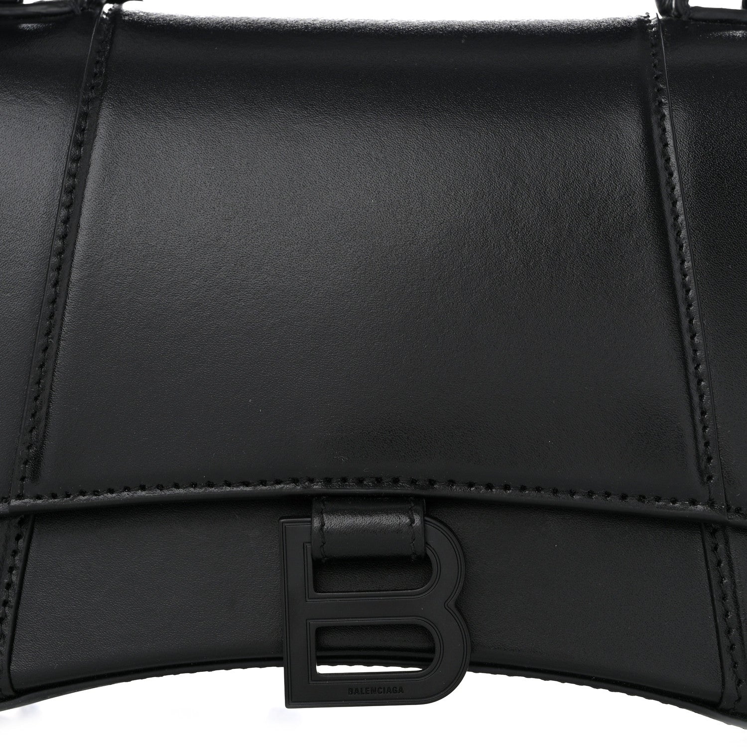 Balenciaga Shiny Box Calfskin Monochrome Small Hourglass Top Handle Bag Black 9 of 14