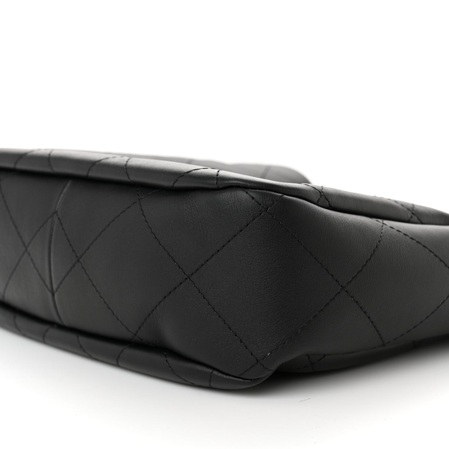 Calfskin Quilted Framing Chain Hobo Black