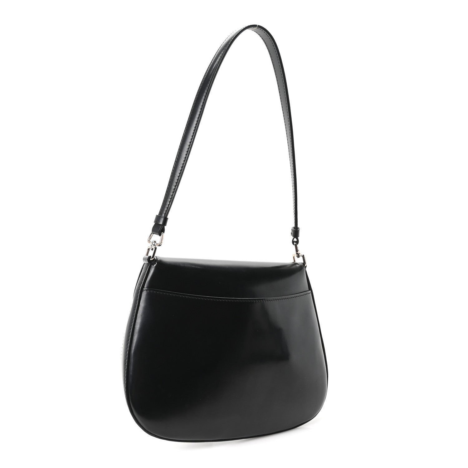 Prada Spazzolato Cleo Flap Shoulder Bag Black 3 of 10