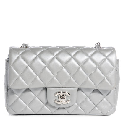Chanel Lambskin Quilted Mini Flap Metallic Silver 1 of 9