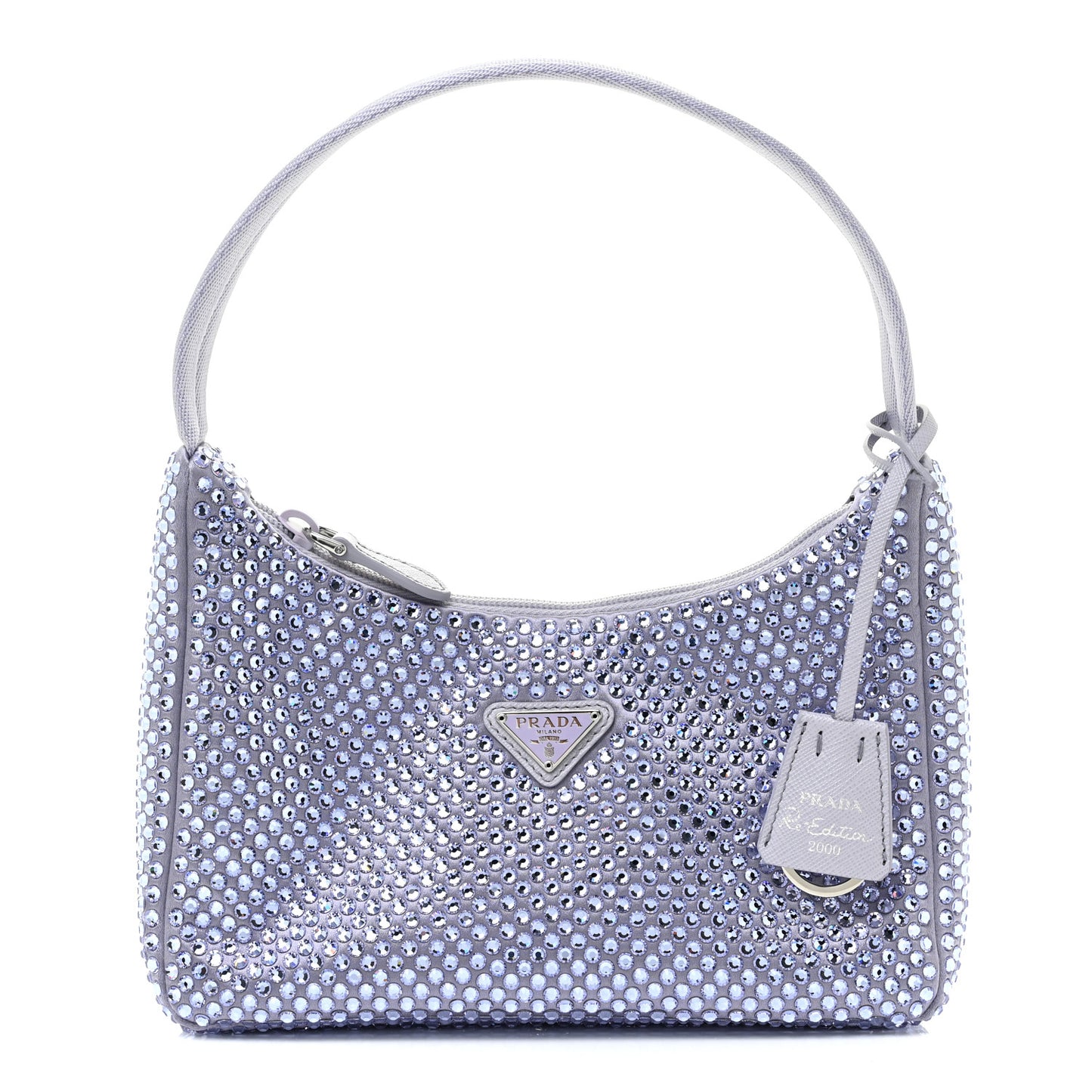 Satin Crystal Mini Re-Edition 2000 Bag Glicine