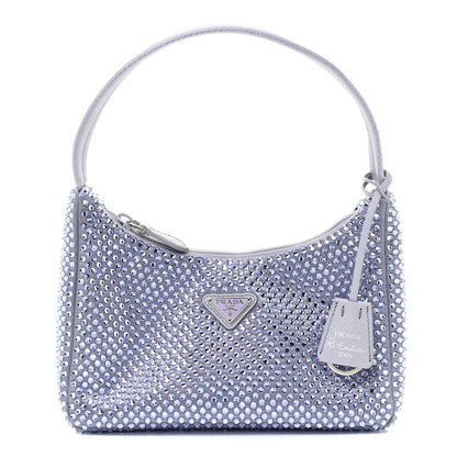 Prada Satin Crystal Mini Re-Edition 2000 Bag Glicine 1 of 12