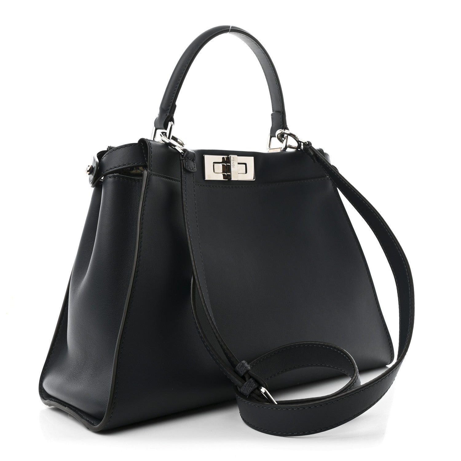 Fendi Vitello Seta Shiny Nappa Elaphe Medium Peekaboo Iconic Satchel Notturno Natural 3 of 11