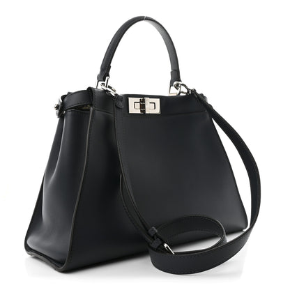 Fendi Vitello Seta Shiny Nappa Elaphe Medium Peekaboo Iconic Satchel Notturno Natural 3 of 11