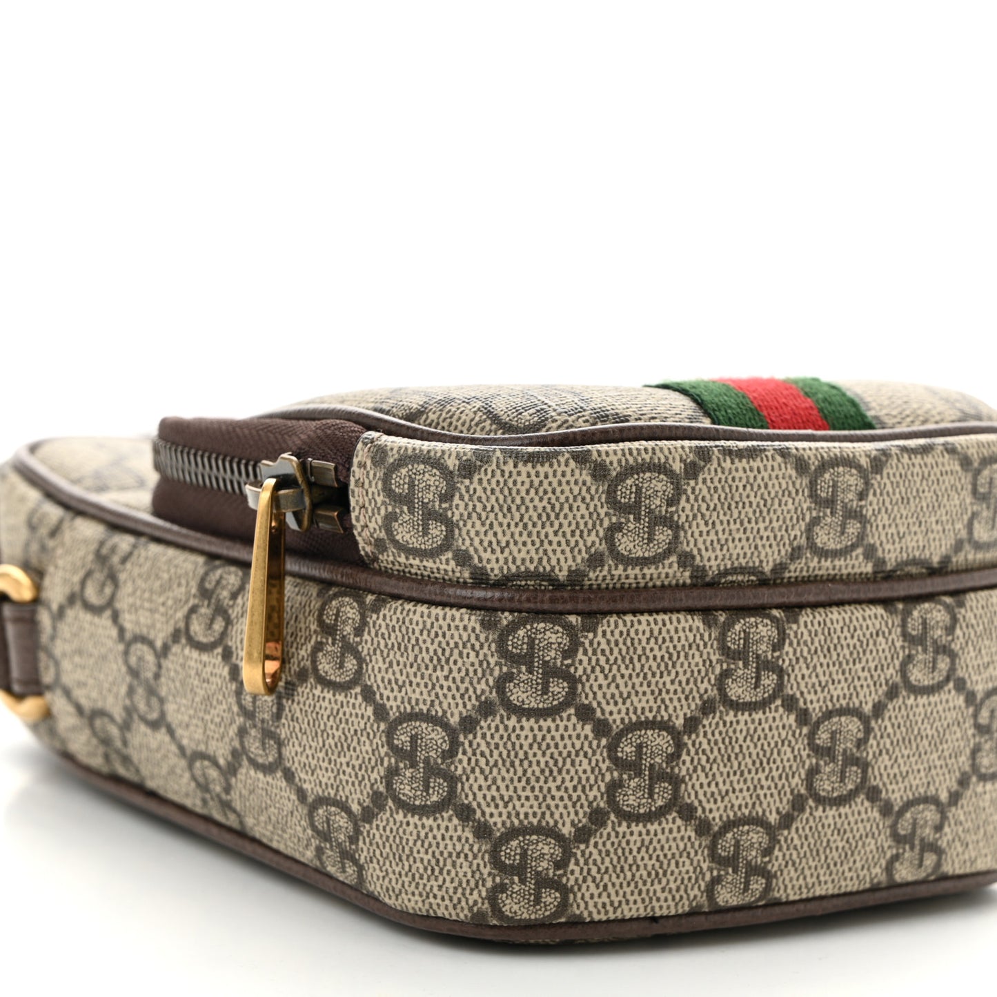 GG Supreme Monogram Web Mini Ophidia Double Zip Messenger Bag Beige New Acero