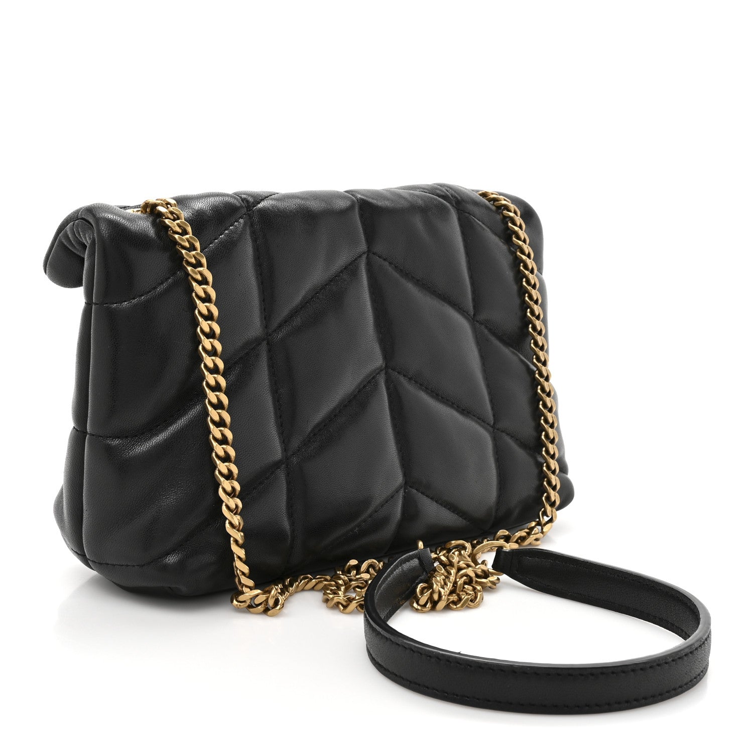 Saint Laurent Lambskin Quilted Toy Loulou Puffer Monogram Chain Satchel Black 3 of 15