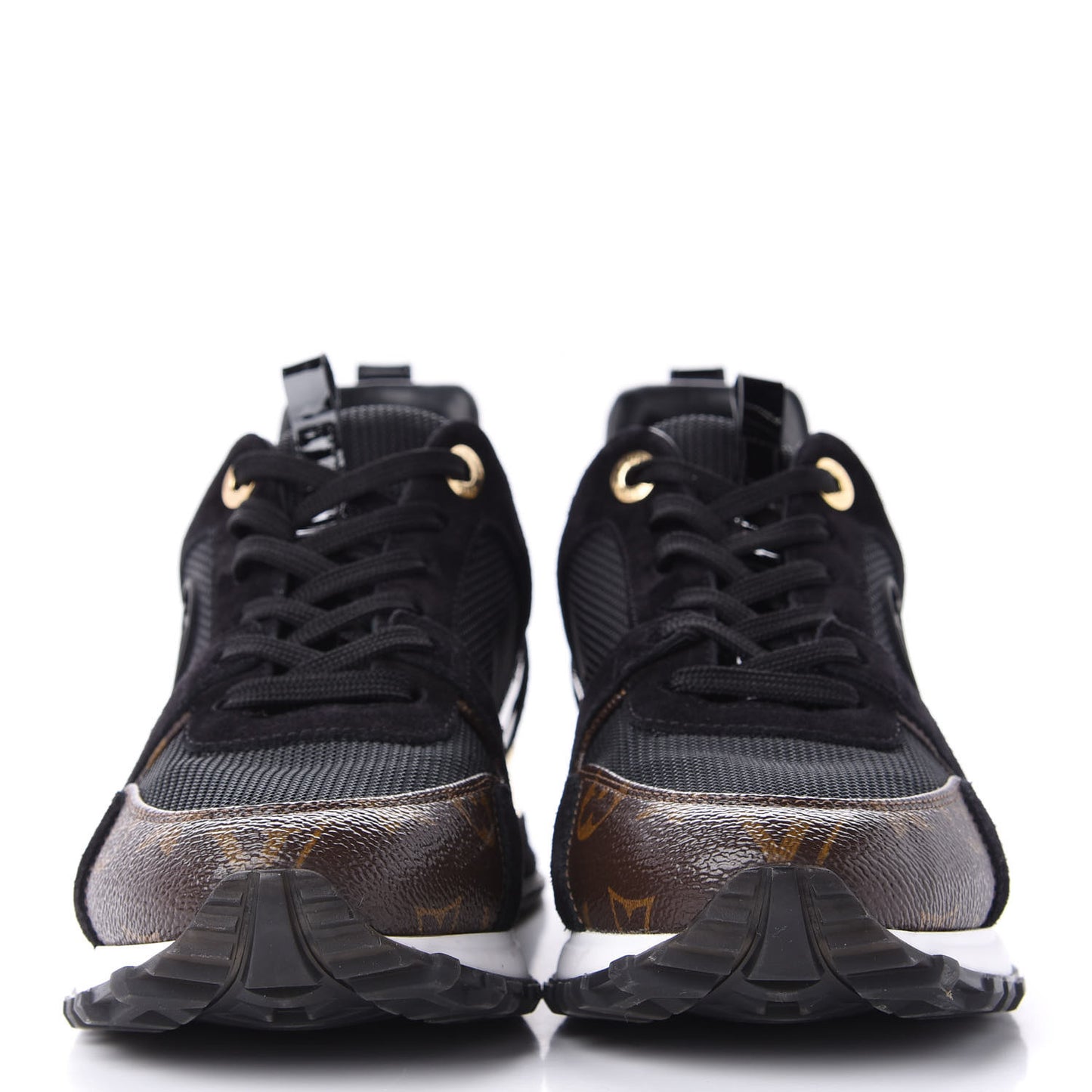 Suede Monogram Run Away Sneakers 37.5 Black