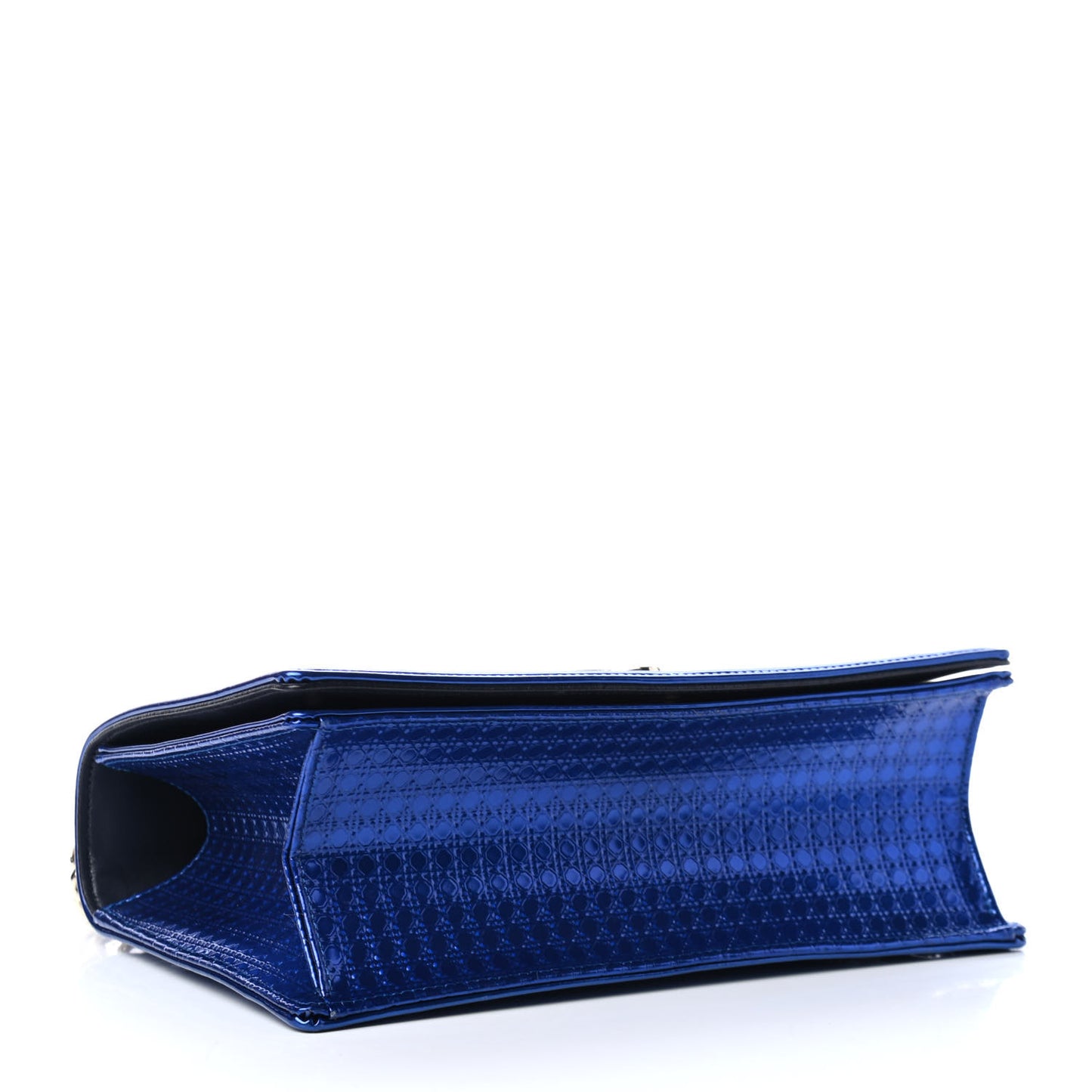Metallic Patent Micro-Cannage Medium Diorama Flap Bag Blue