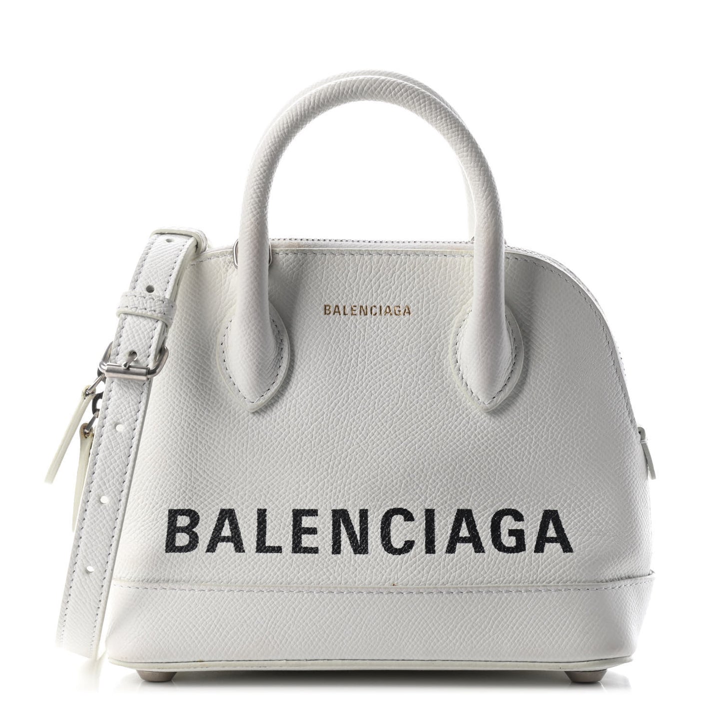Grained Calfskin XXS Ville Top Handle Bag White Black