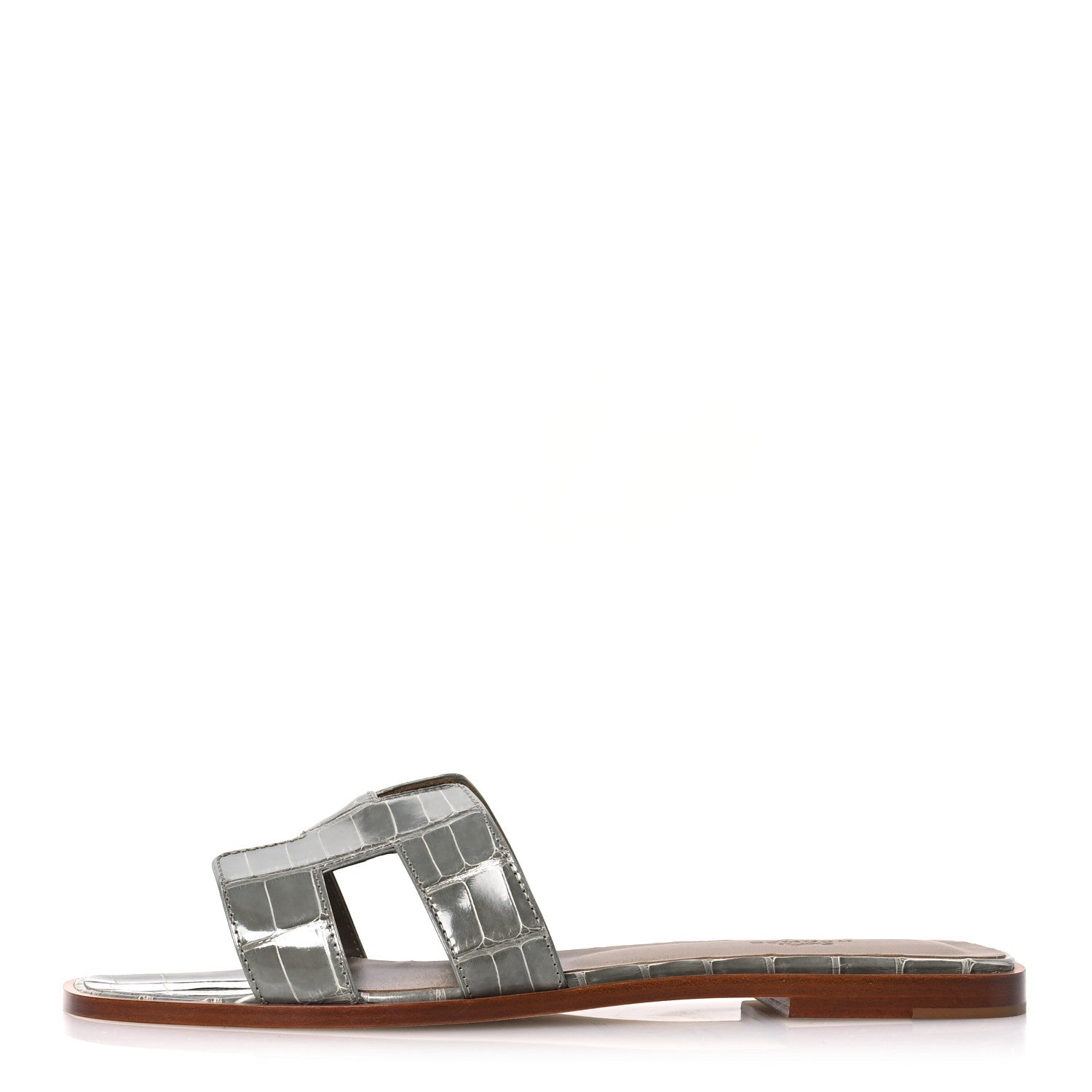 Hermes Shiny Alligator Oran Sandals 41 Gris Tourterelle 1 of 10
