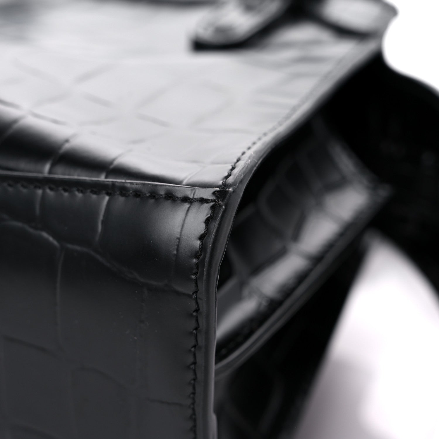 Balenciaga Semi Shiny Calfskin Crocodile Embossed Neo Classic Black Hardware Mini City Black 10 of 14