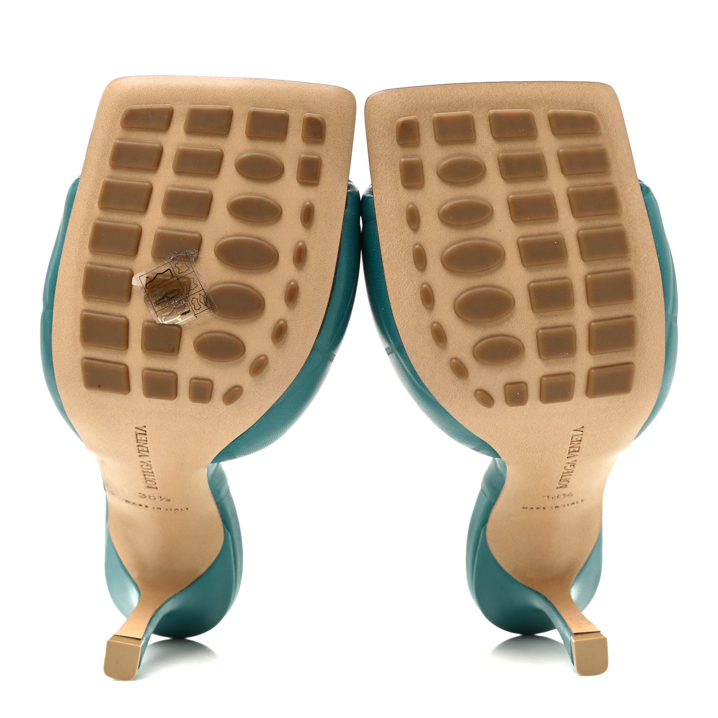 Nappa Quilted Rubber Lido Mule Sandals 38.5 Duck Green