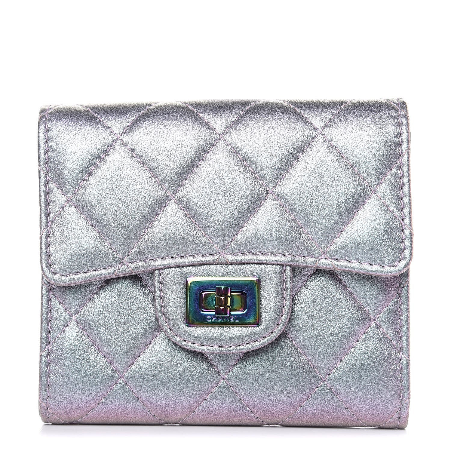 Chanel Iridescent Lambskin Quilted 2.55 Reissue Compact Flap Wallet Light Purple 1 of 9