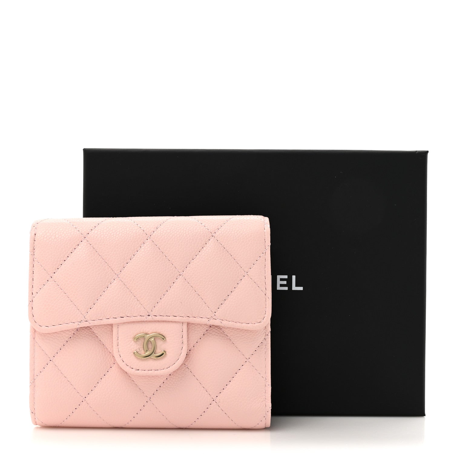 Chanel Caviar Quilted Compact Flap Wallet Light Pink 10 of 10