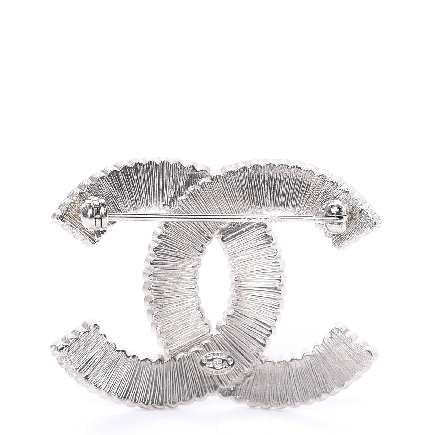 Crystal Glass CC Brooch Silver