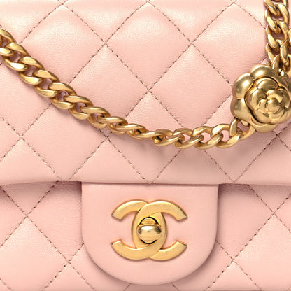 Chanel Lambskin Quilted Mini Rectangular Sweet Camellia Flap Light Pink 8 of 12