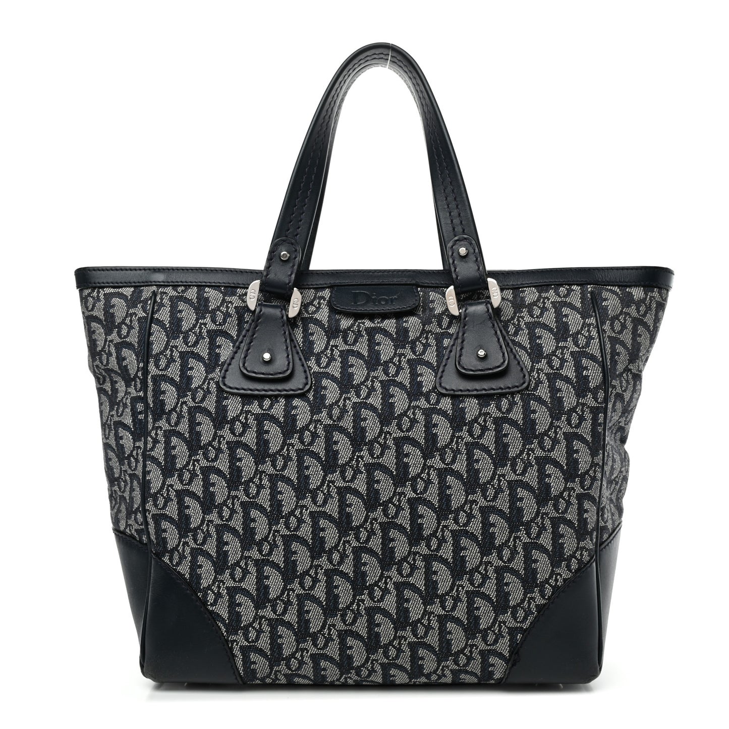 Denim Calfskin Monogram Tote Black
