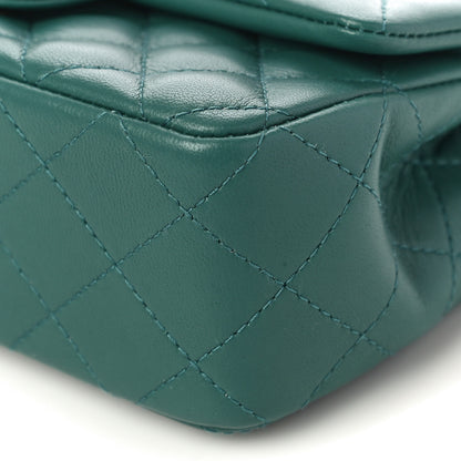 Chanel Lambskin Quilted Mini Rectangular Flap Dark Green 10 of 11