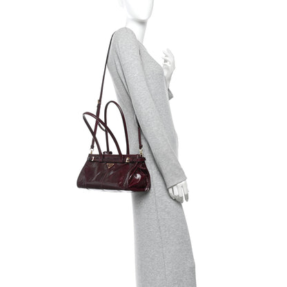 Prada Shiny Nappa Medium Bonnie Shoulder Bag Bordeaux 2 of 10