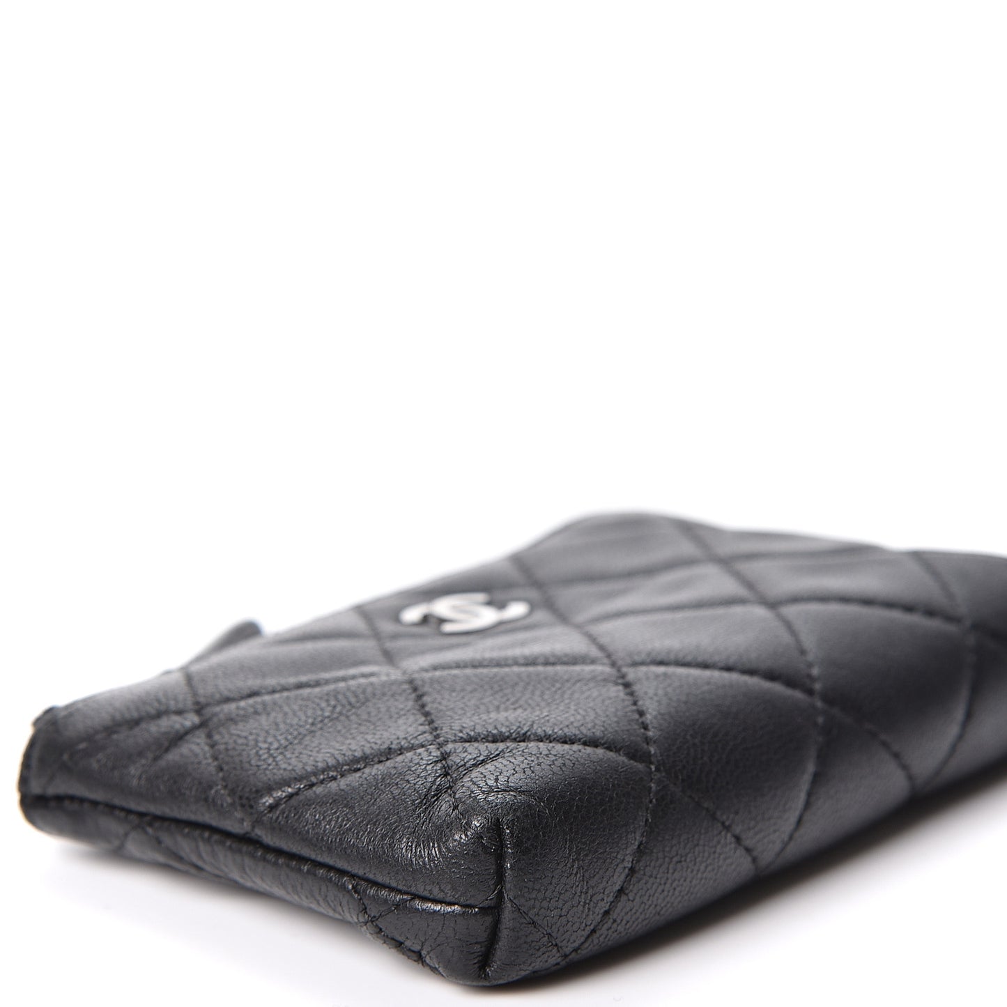 Lambskin Quilted Key Holder Case Black