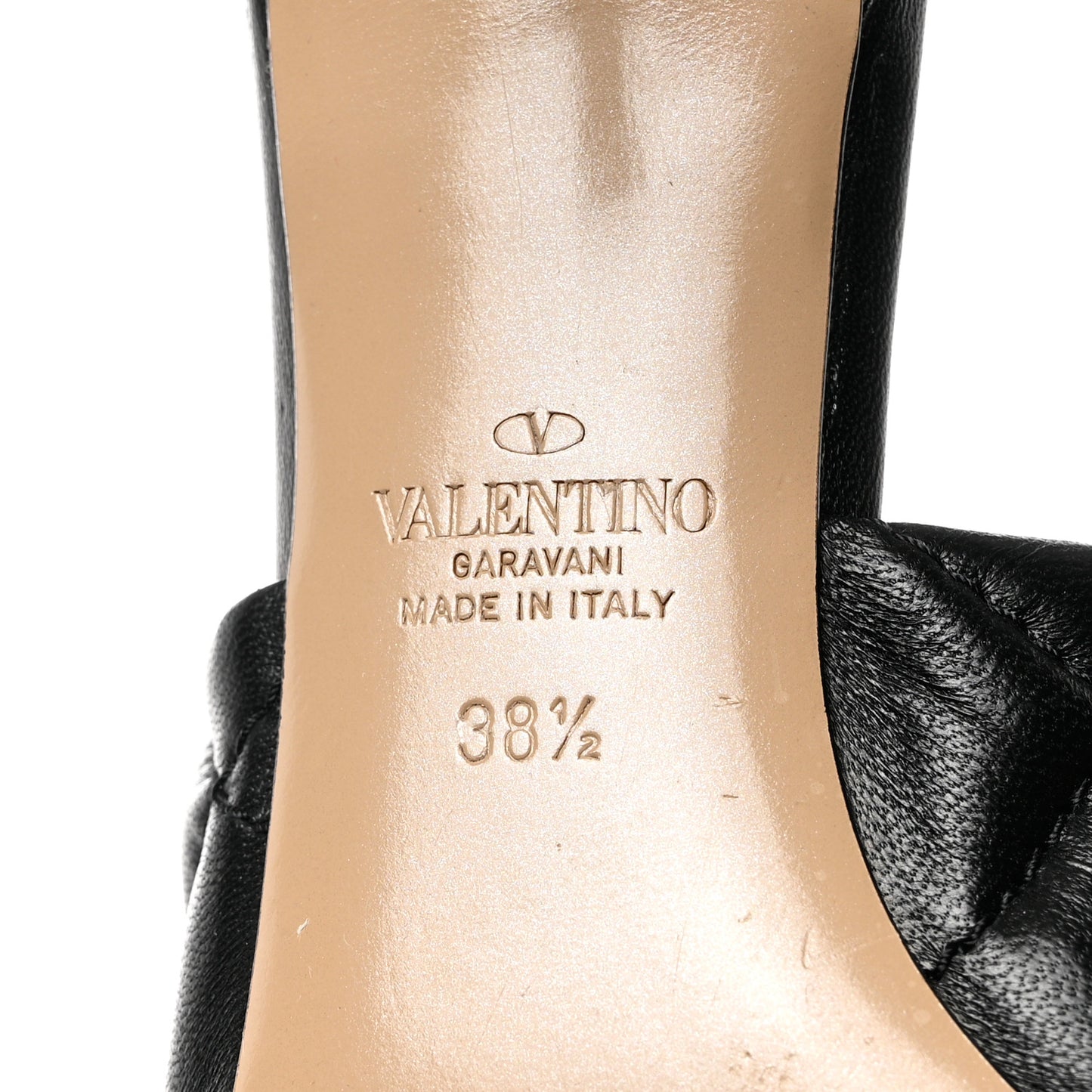 Nappa Quilted Roman Stud 65mm Slide Sandals 38.5 Black