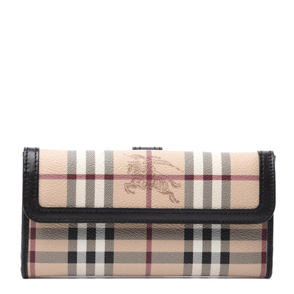 Burberry Haymarket Check Continental Wallet Chocolate 1 of 10