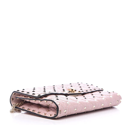 Valentino Garavani Craquele Nappa Rockstud Spike Wallet on Chain Water Rose 4 of 11