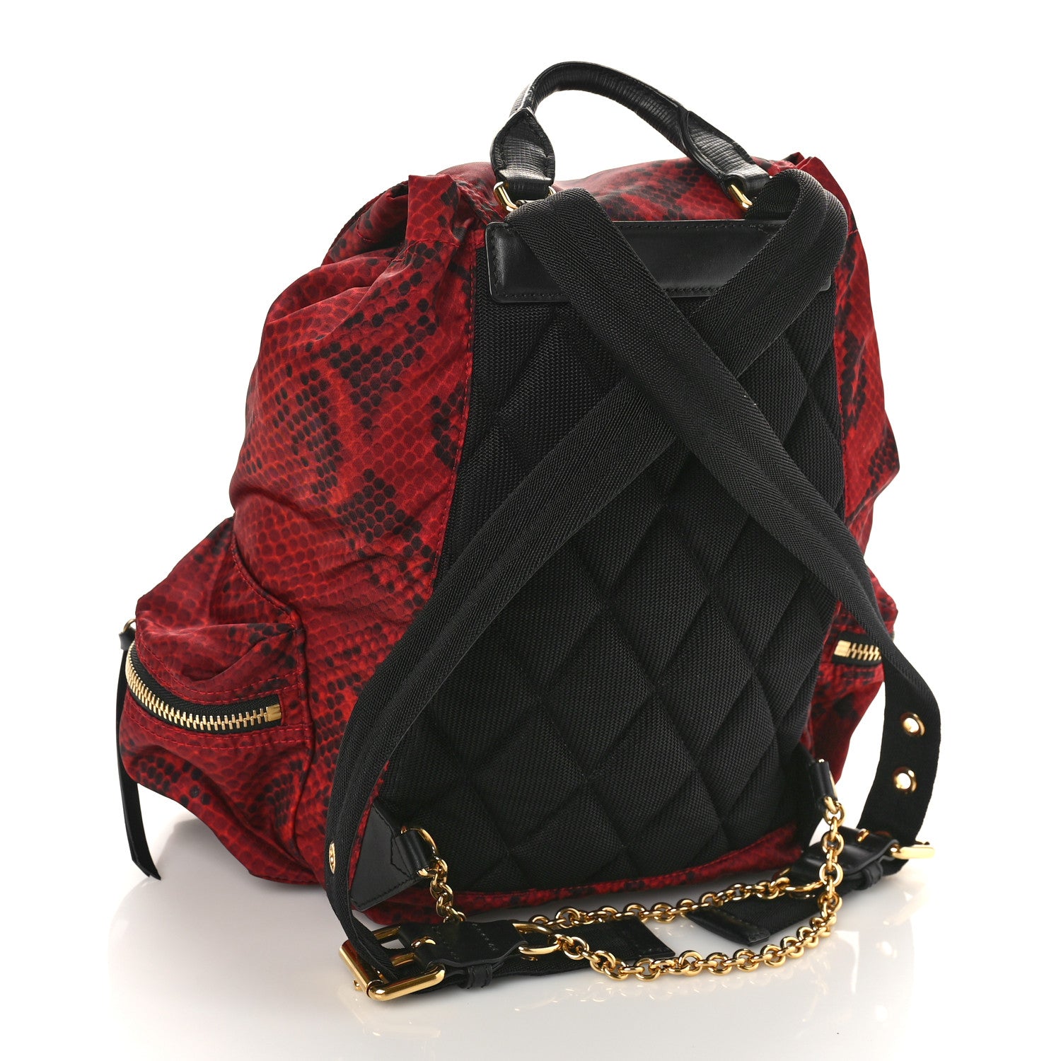 Burberry Nylon Python Print Medium Rucksack Backpack Burgundy Red 3 of 8