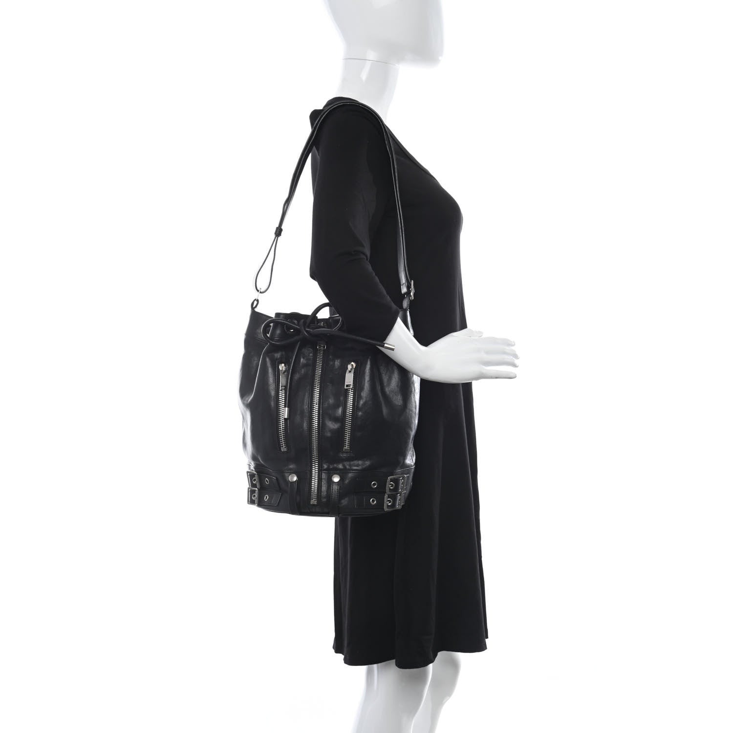Saint Laurent Calfskin Medium Rider Bucket Bag Black 2 of 13