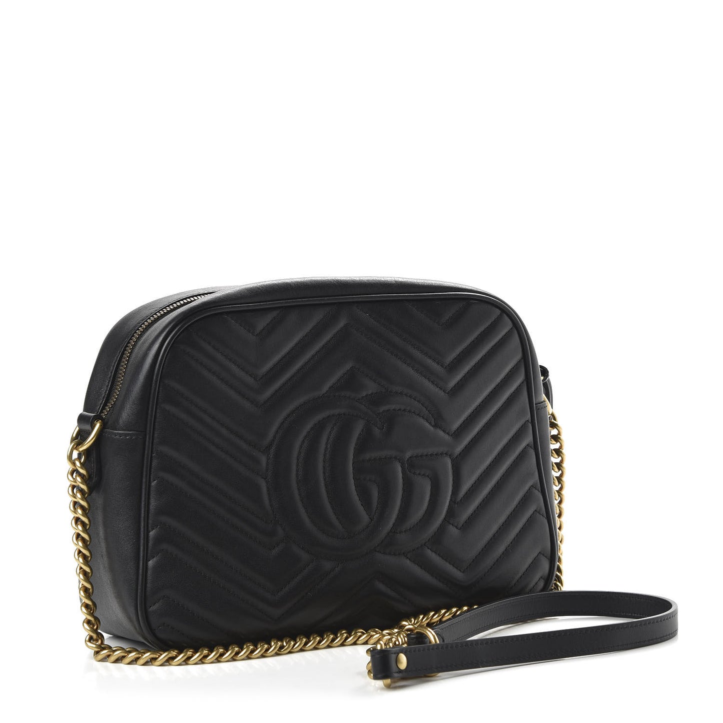 Calfskin Matelasse Medium GG Marmont Chain Shoulder Bag Black