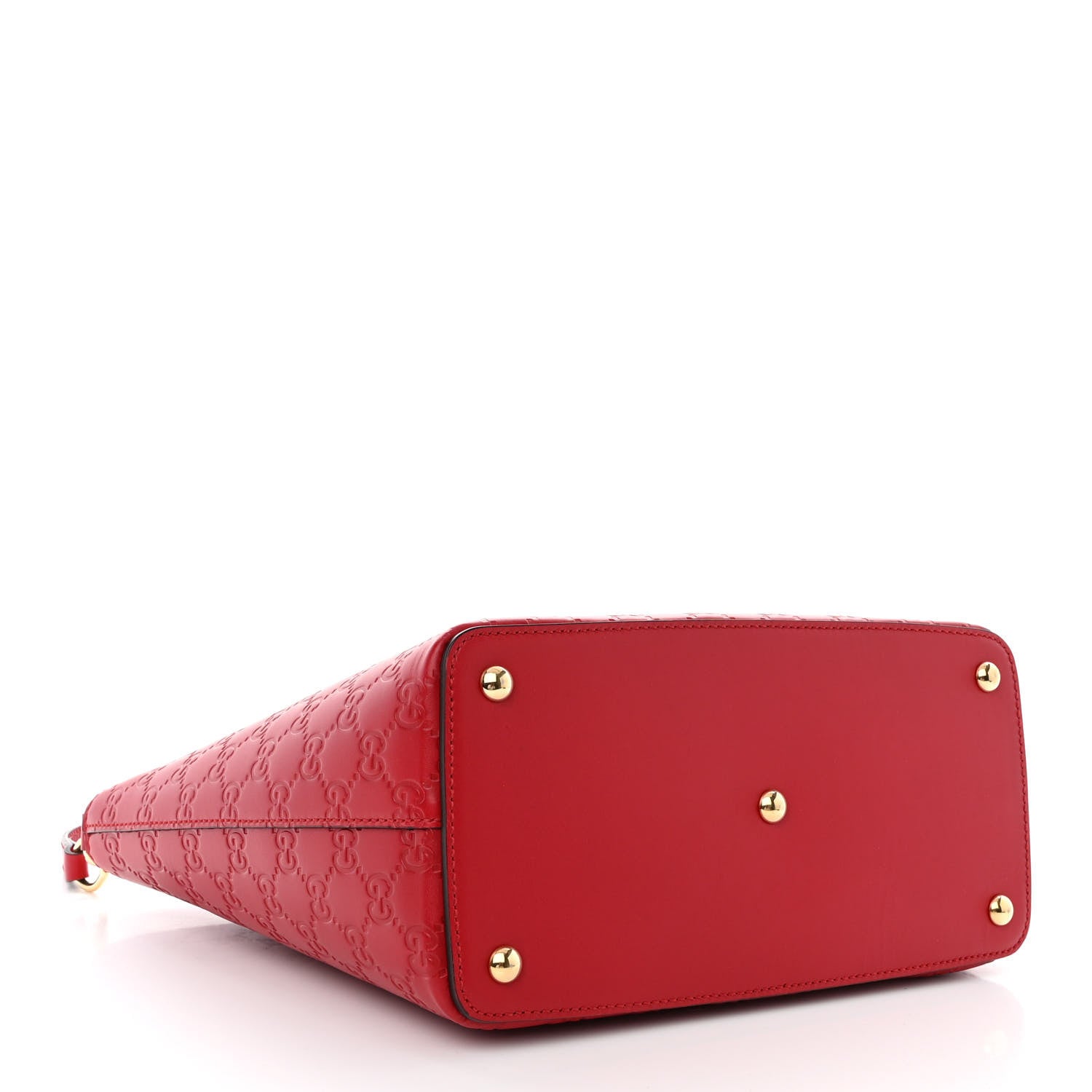 Gucci Guccissima Small Zippered Bucket Tote Hibiscus Red 4 of 10
