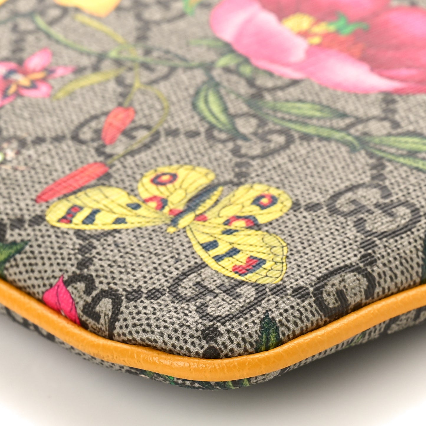 GG Supreme Monogram Flora Large Ophidia Pouch Clutch Beige Multicolor Crop