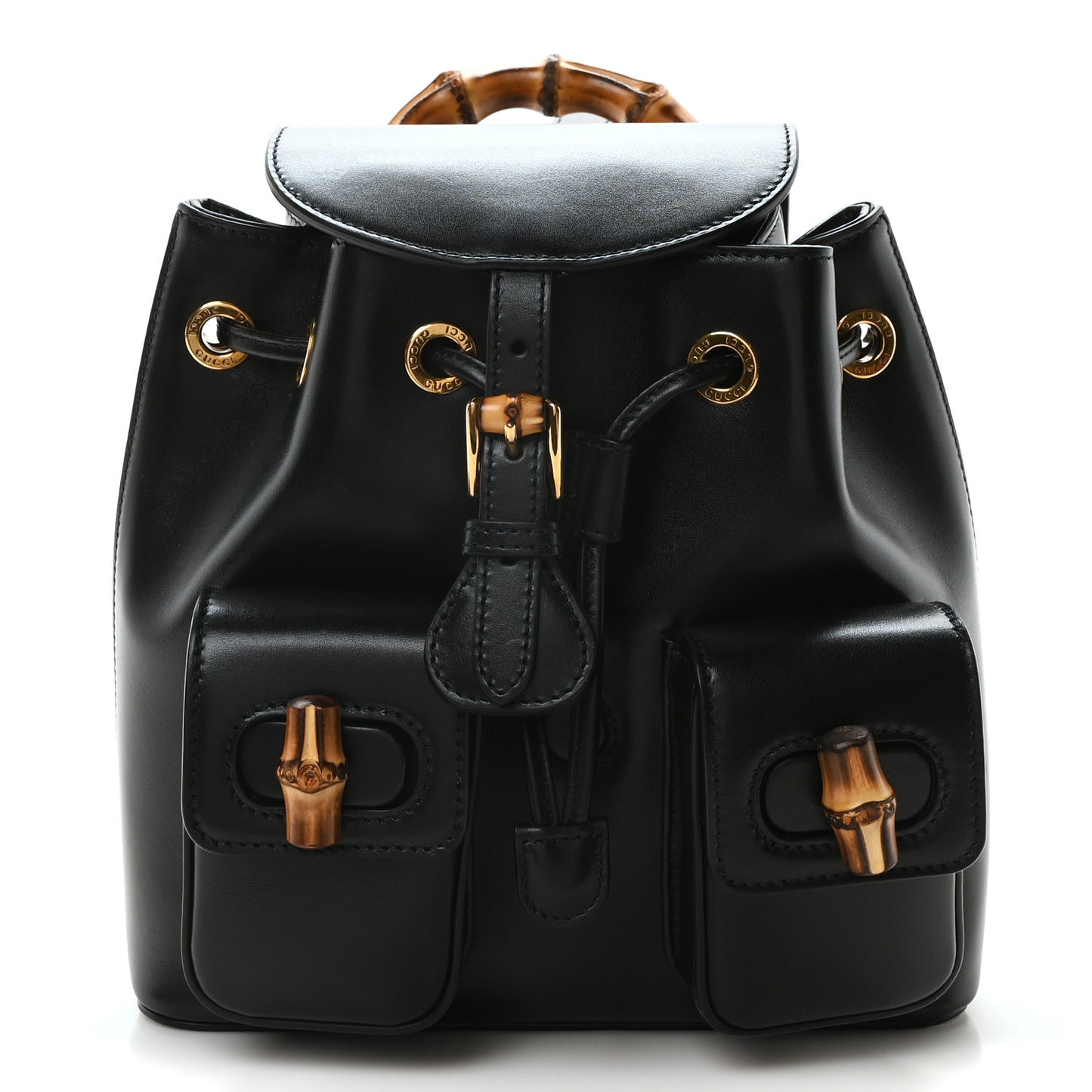 Calfskin Bamboo Backpack Black