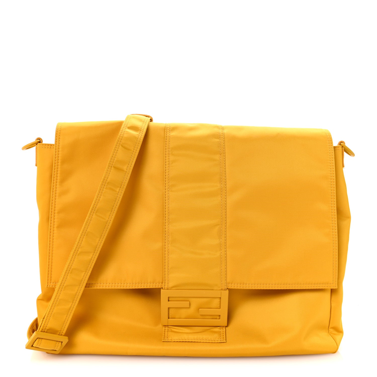 Fendi Econyl Nylon Cuoio Romano Monochrome Large Baguette Messenger Bag Sunflower 1 of 10