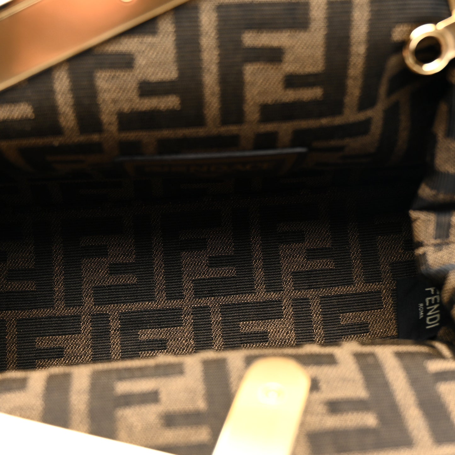 X VERSACE Silk Calfskin Fendace FF Baroque Print Medium Fendi First White Gold