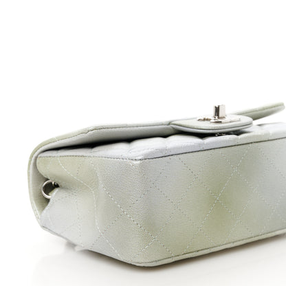 Chanel Metallic Goatskin Quilted Ombre Mini Rectangular Flap Grey Green 10 of 12