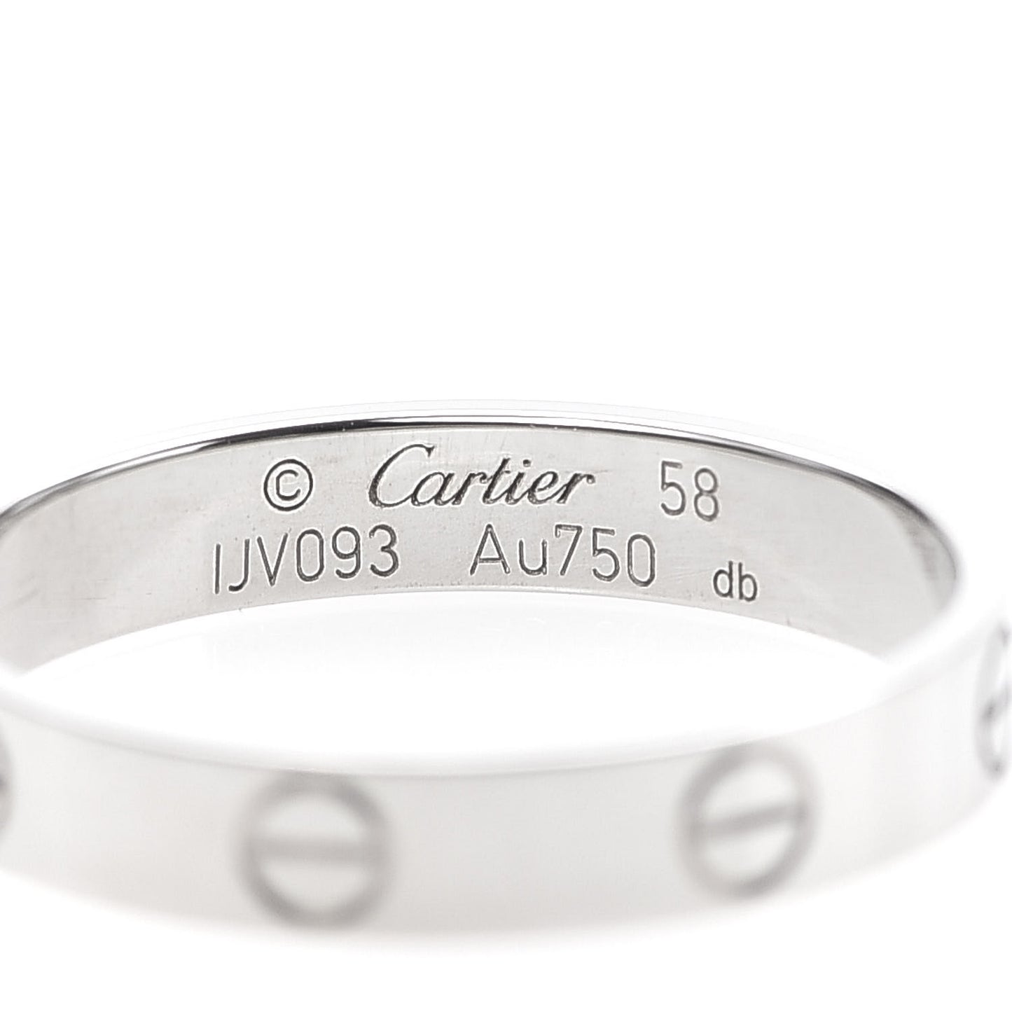 18K White Gold 3.5mm LOVE Wedding Band Ring 58 8.25