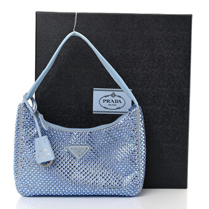 Prada Satin Crystal Mini Re-Edition 2000 Bag Celeste 10 of 10