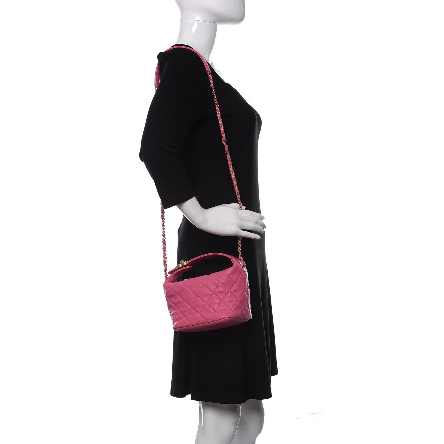 Chanel Lambskin Quilted Small Perfect Meeting Hobo Pink 2 of 11