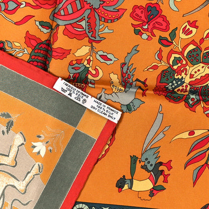 Hermes Silk Fantaisies Indiennes Scarf 90 Rouge Rose Vif Vert 3 of 3