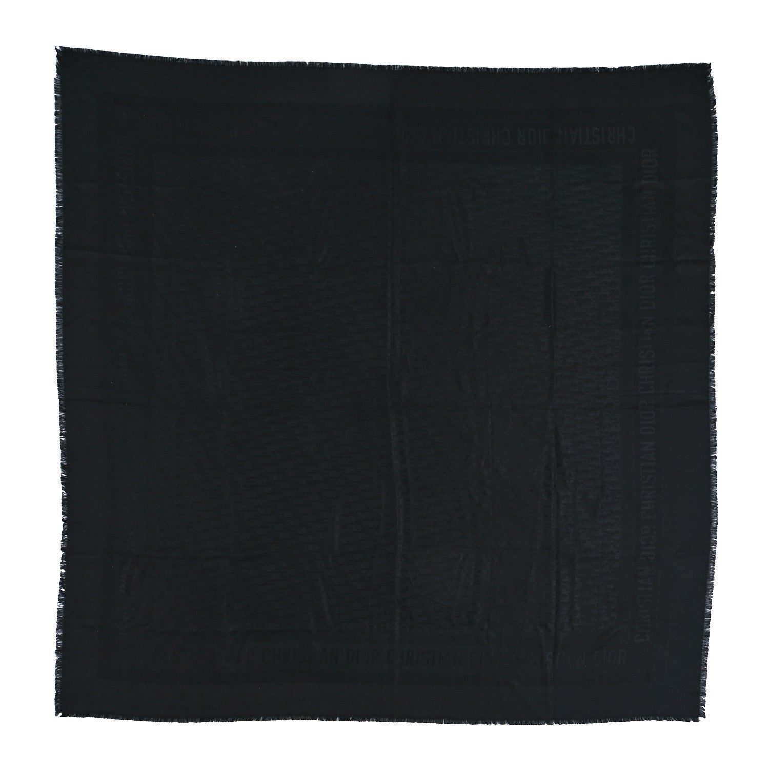 Christian Dior Wool Silk Oblique Shawl Black 2 of 12