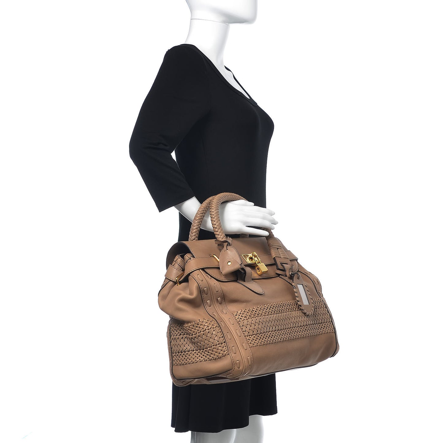 Calfskin Handmade Large Top Handle Bag Taupe