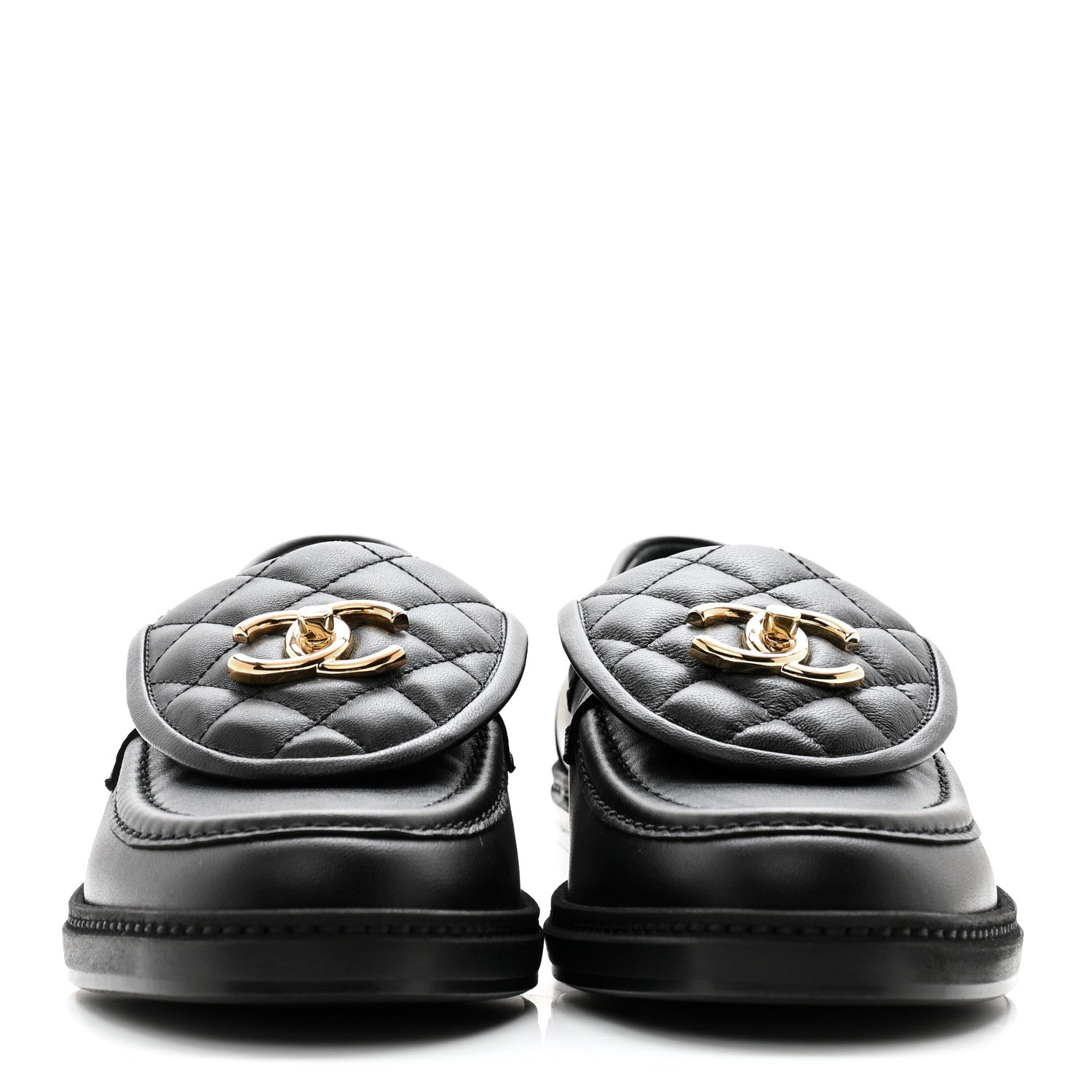 Chanel Lambskin Quilted CC Turnlock Loafers 37 Black 2 of 10