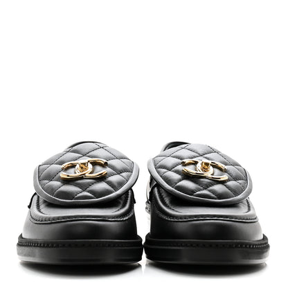 Chanel Lambskin Quilted CC Turnlock Loafers 37 Black 2 of 10