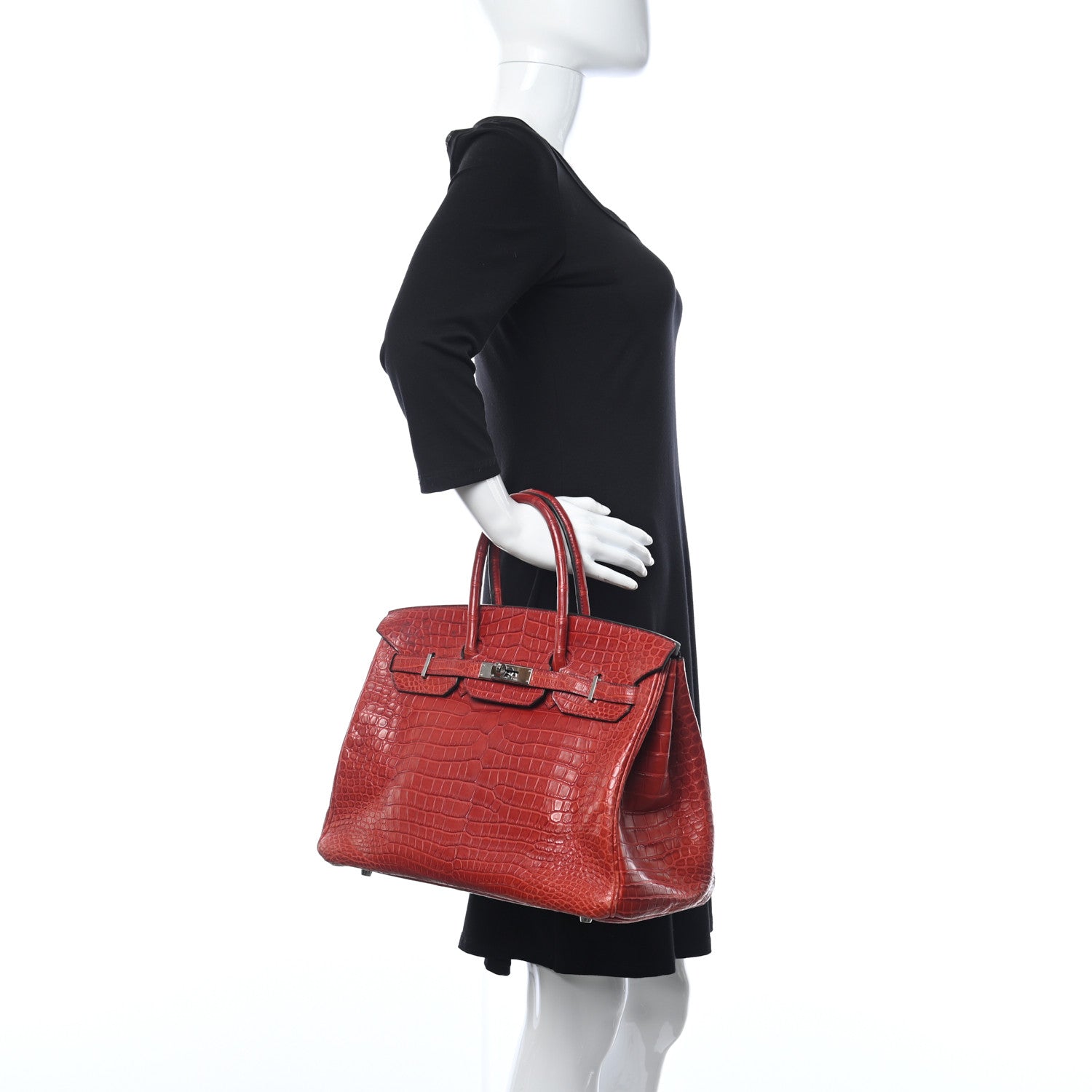 Hermes Matte Porosus Crocodile Birkin 30 Rouge H 2 of 17